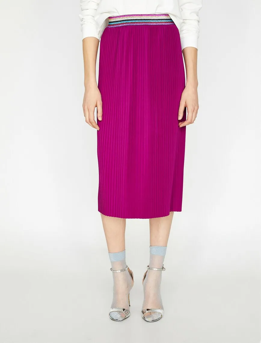 11938 Fuschia Pleated Midi Skirt