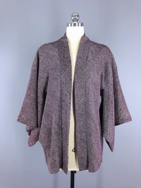 1940s Vintage Silk Haori Kimono Cardigan / Purple Shibori