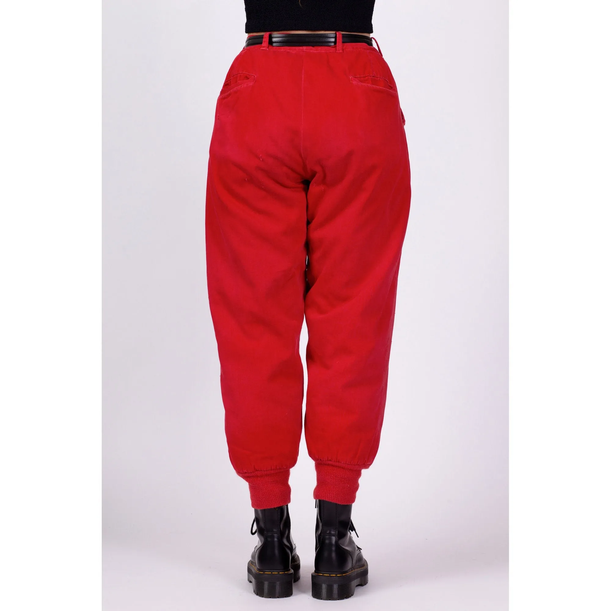 70s Red High Waisted Hunting Pants Unisex 31"