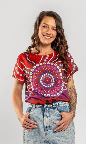 Aboriginal Art Fashion Top Because of Her we Can