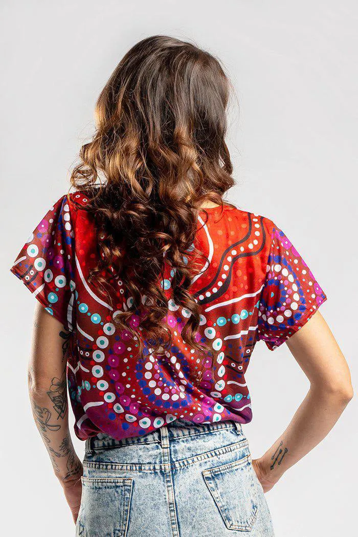 Aboriginal Art Fashion Top Because of Her we Can