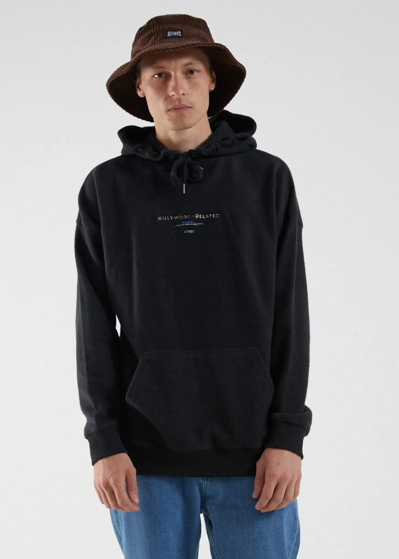 Afends Mens Hollywood Related - Pull On Hood - Black