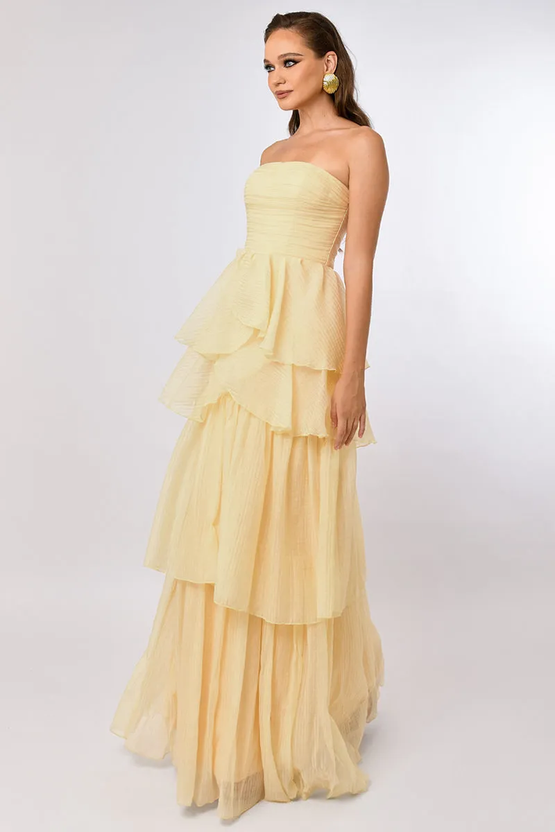 ALLISON TIERED CROSSOVER GOWN