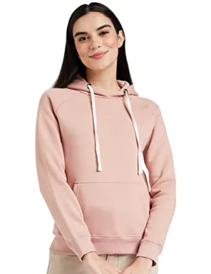 Amazon Brand - Symbol Women's Cotton Blend Hooded Neck Sweatshirt (AW18WNSSW02_Murky Pink_Medium_Dusky Pink_M)