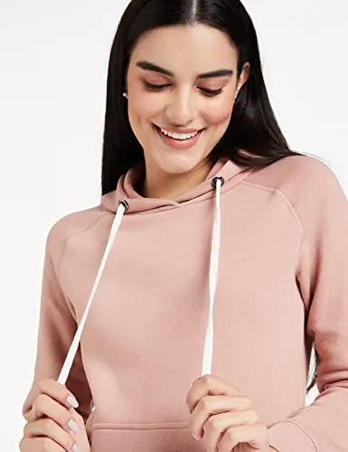 Amazon Brand - Symbol Women's Cotton Blend Hooded Neck Sweatshirt (AW18WNSSW02_Murky Pink_Medium_Dusky Pink_M)