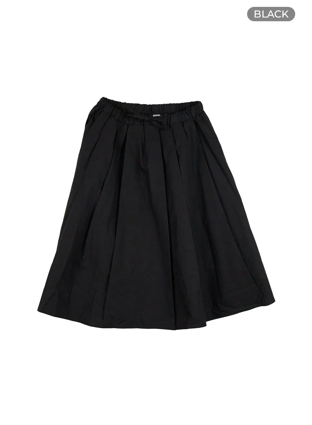 Banded Pleated Cotton Midi Skirt CY431