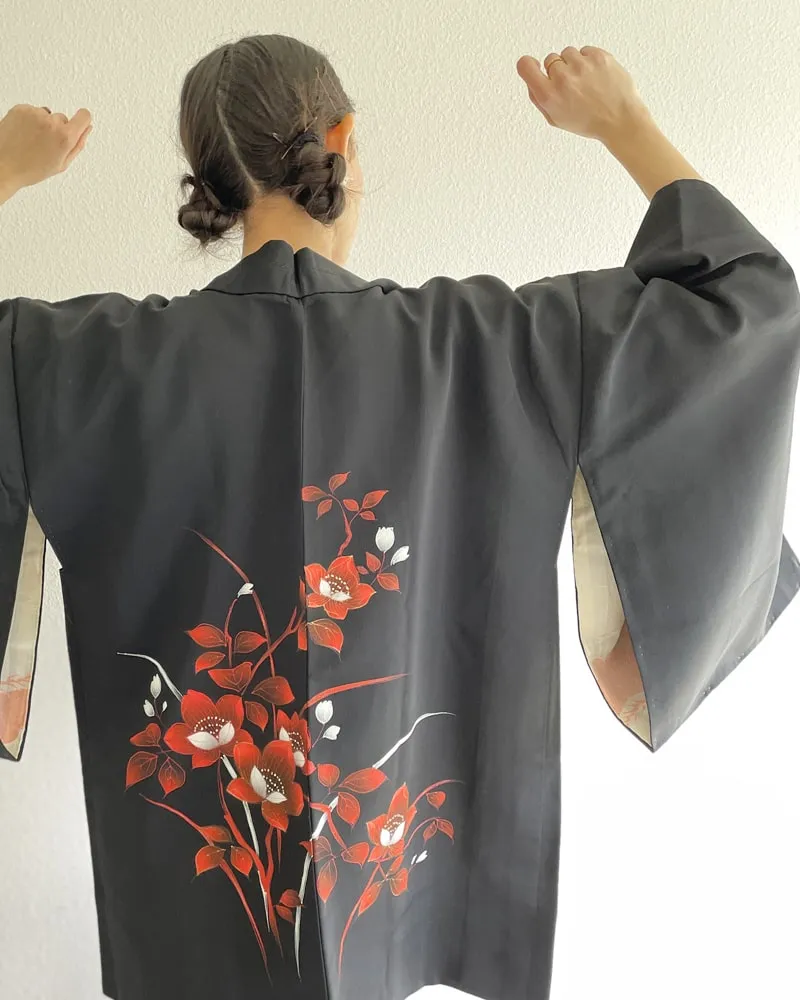 Bellflower Black Haori Kimono Jacket