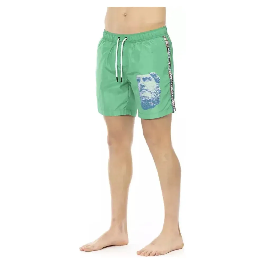 Bikkembergs Green Polyester Men Swim Short