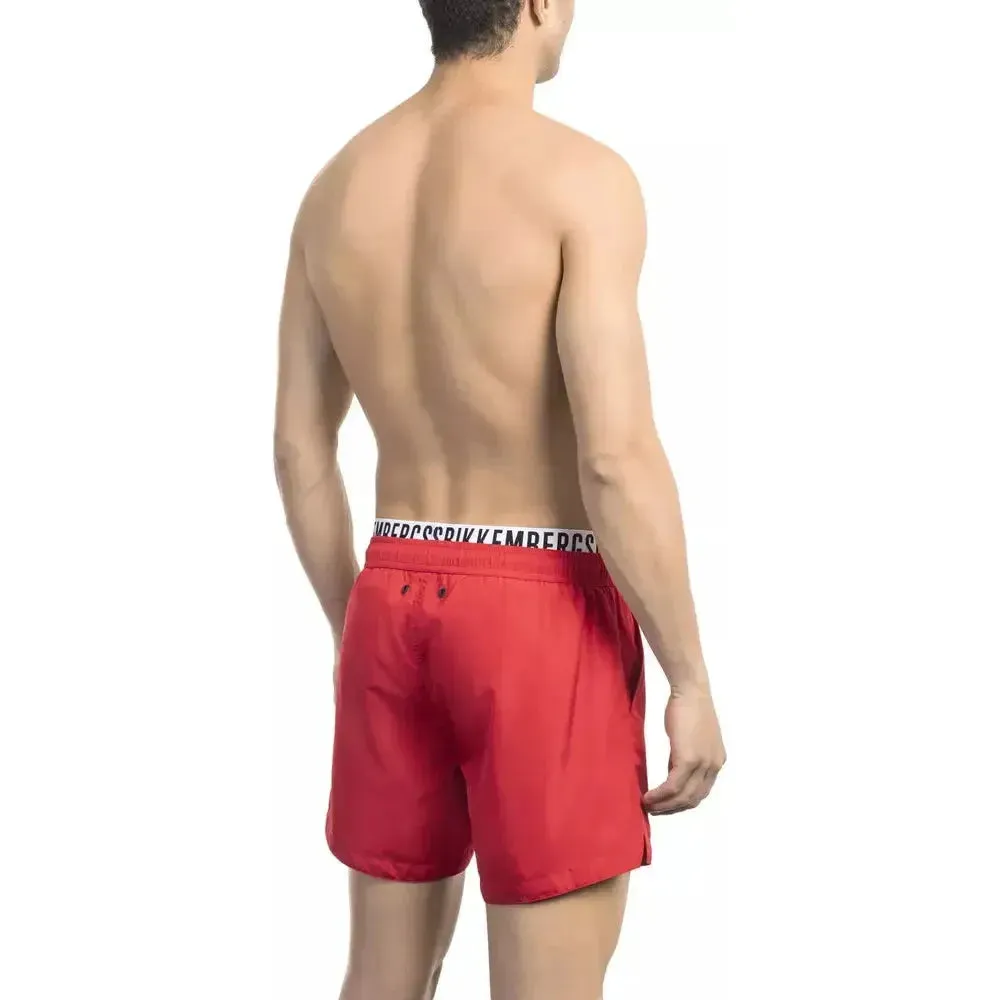 Bikkembergs Red Polyester Men Swim Short