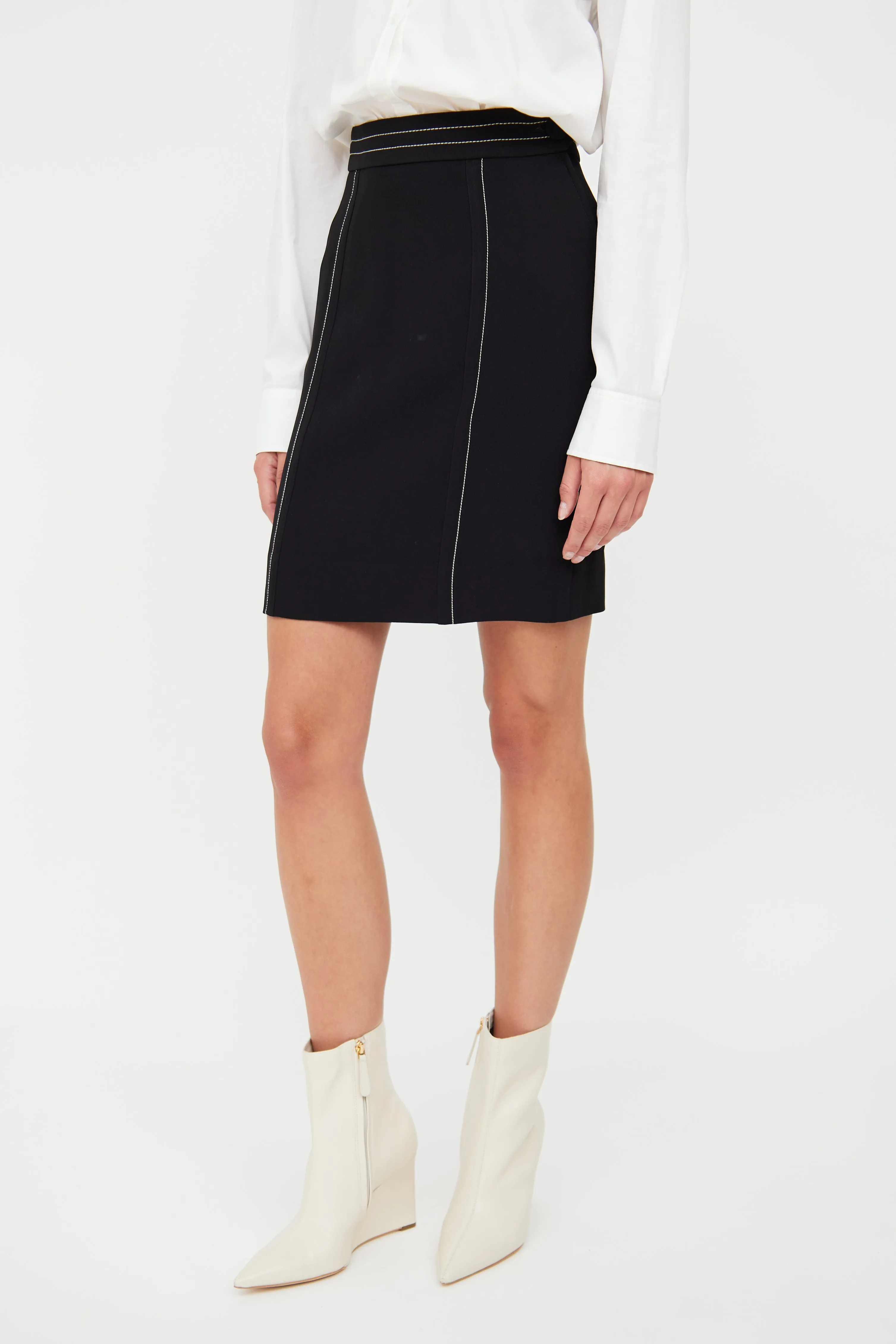 Black & White Contrast Stitch Wool Co-Ord Set