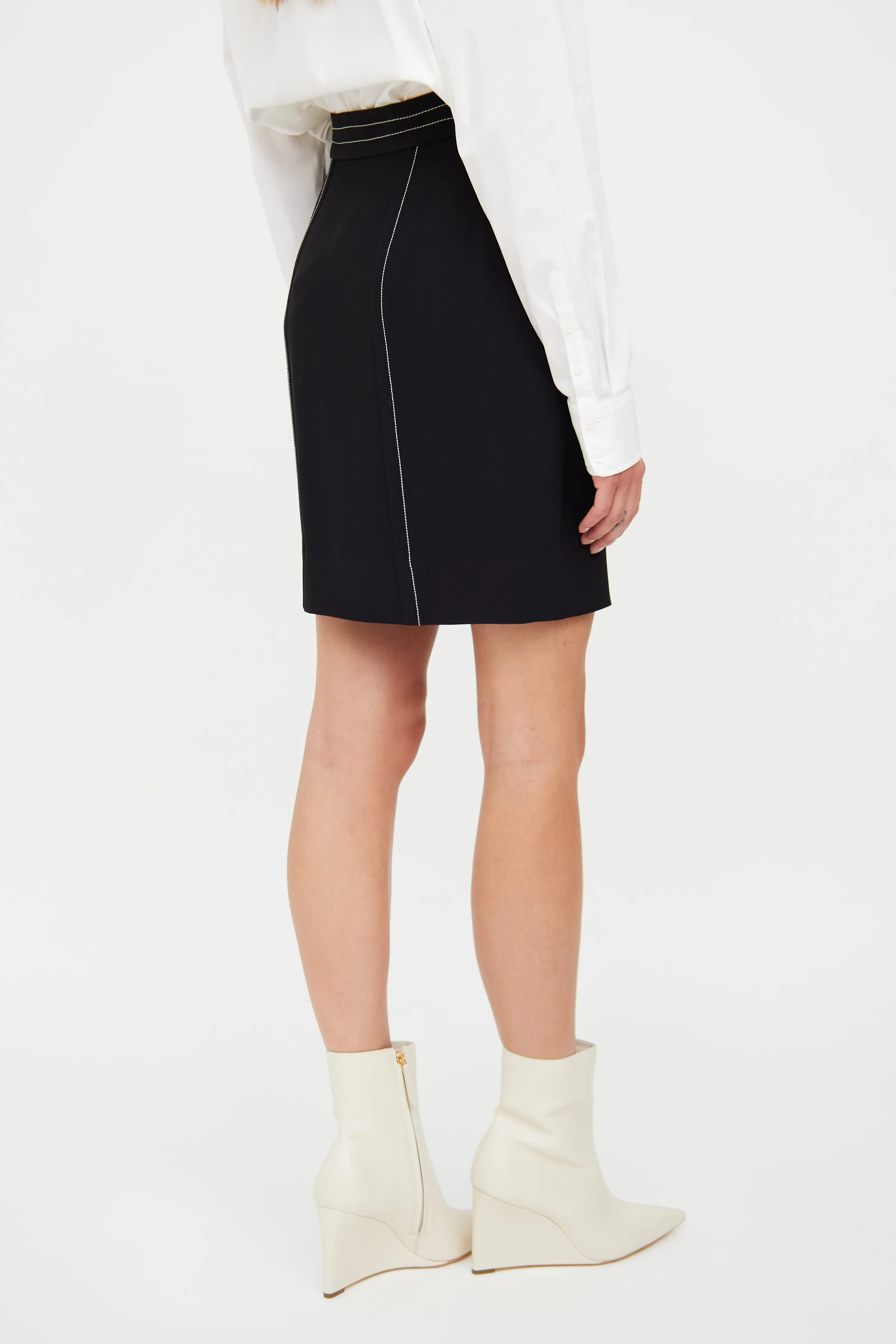 Black & White Contrast Stitch Wool Co-Ord Set