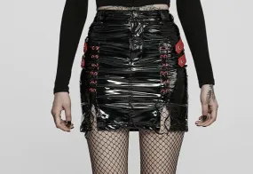 Black/Red Patent Leather Skirt