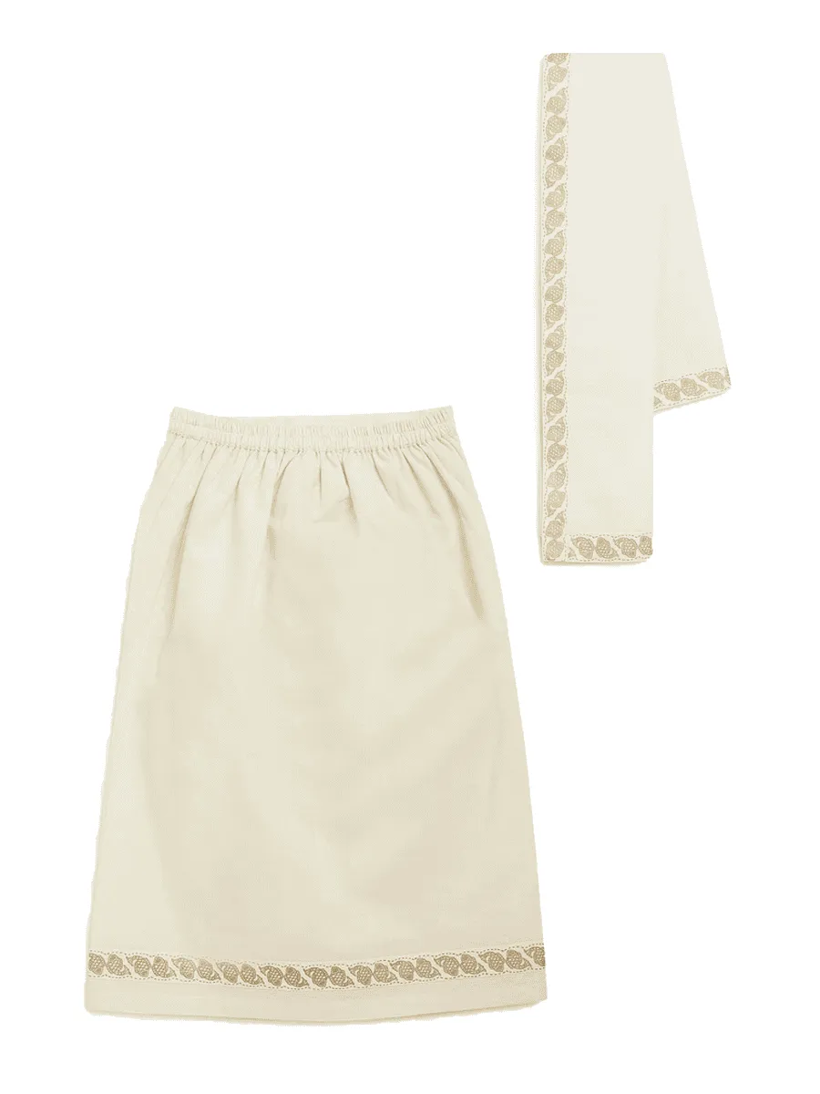 Boys Mundu Dhoti & Angvastram Set-Cream