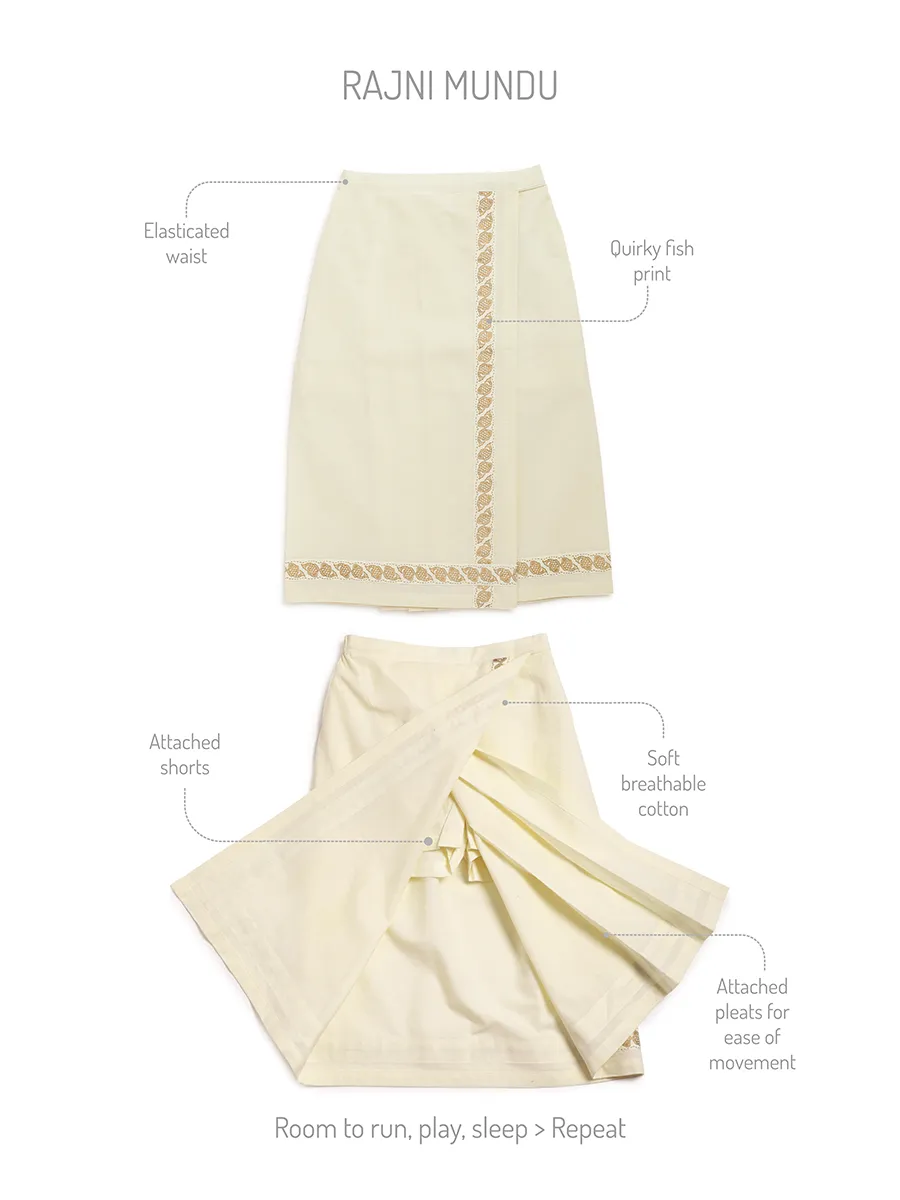 Boys Mundu Dhoti & Angvastram Set-Cream