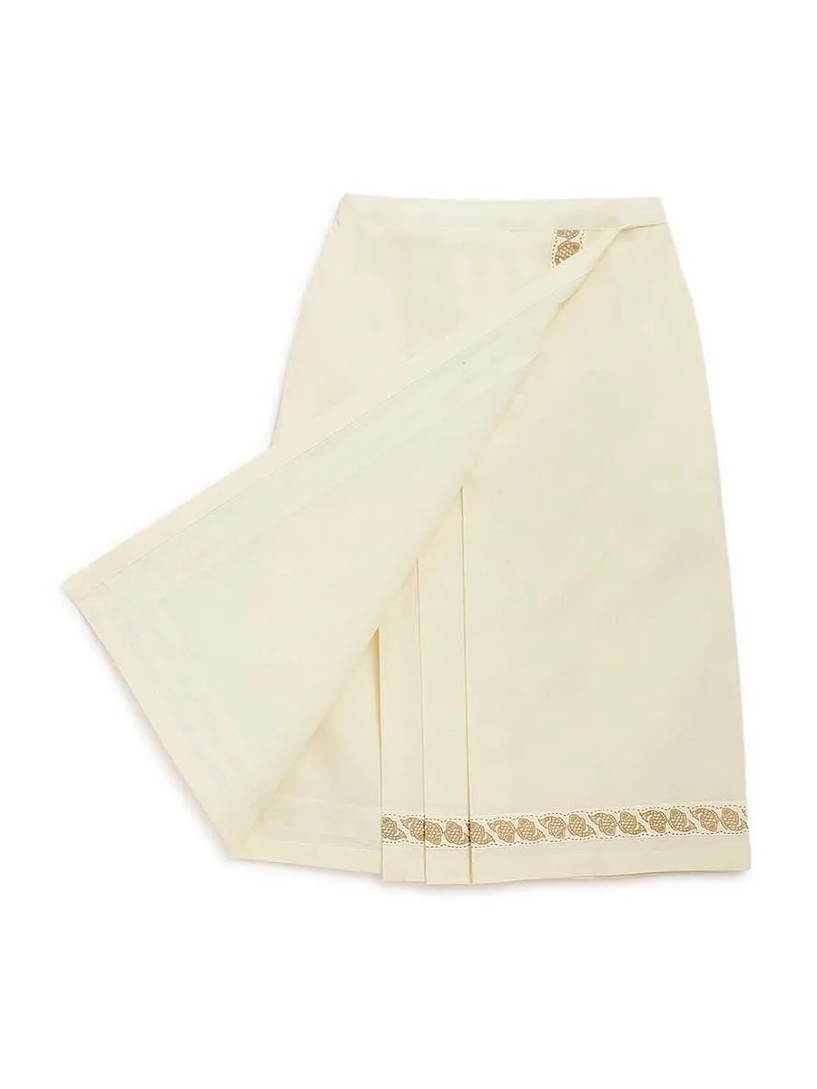 Boys Mundu Dhoti & Angvastram Set-Cream