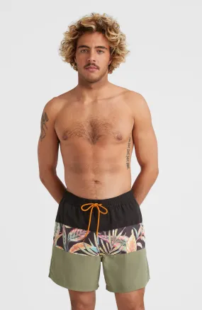 Cali Block 15'' Swim Shorts | Black Tropical Flower