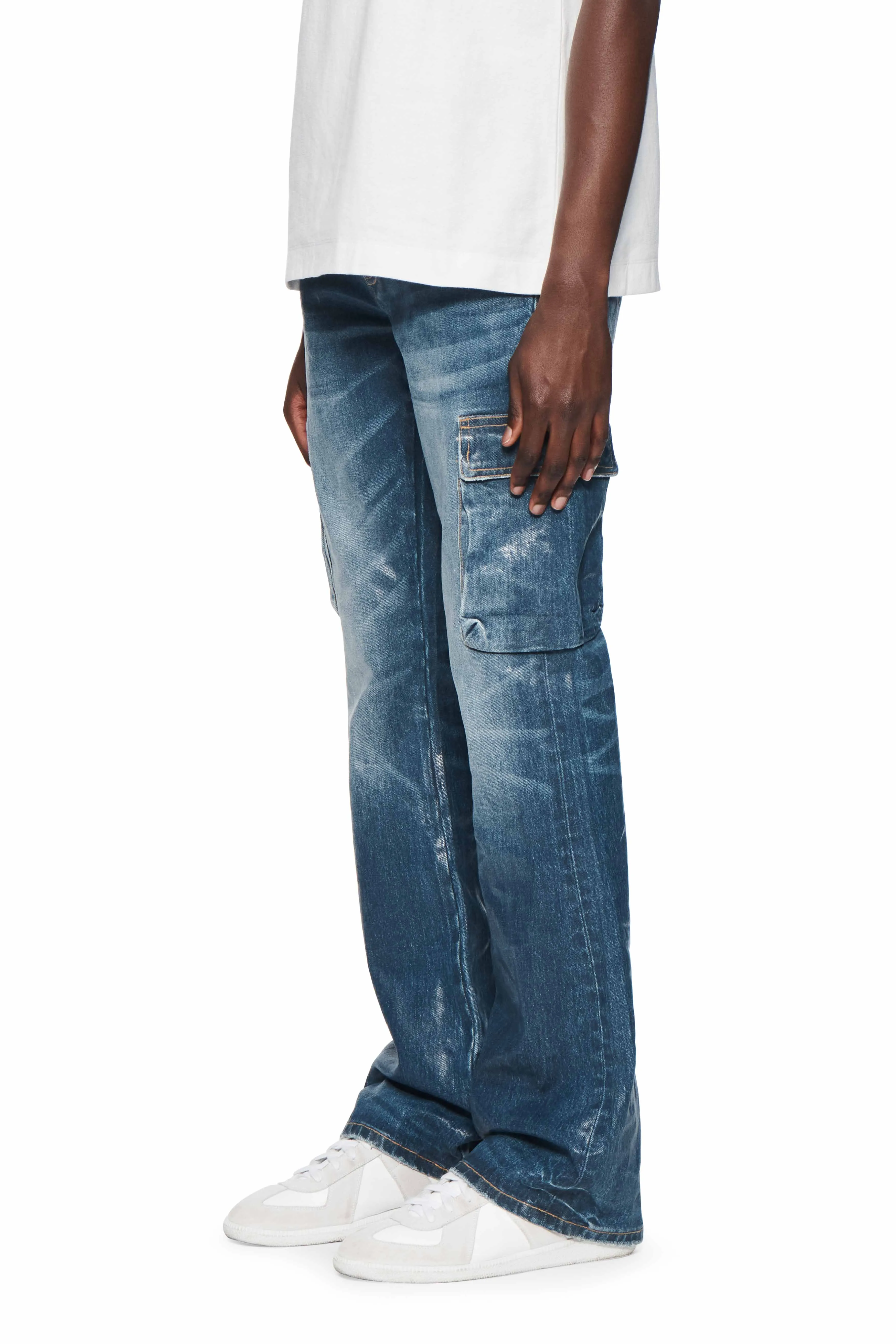 Cargo Flare Coated Jeans (Indigo) - P004CFGS424