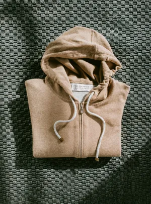 Cashmere Zip-Up Hoodie - Biscuit