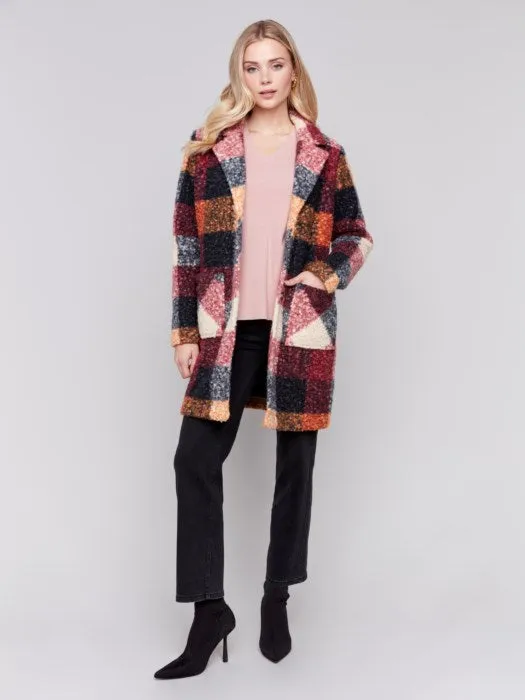 Charlie B Plaid Bouclé Knit Coat