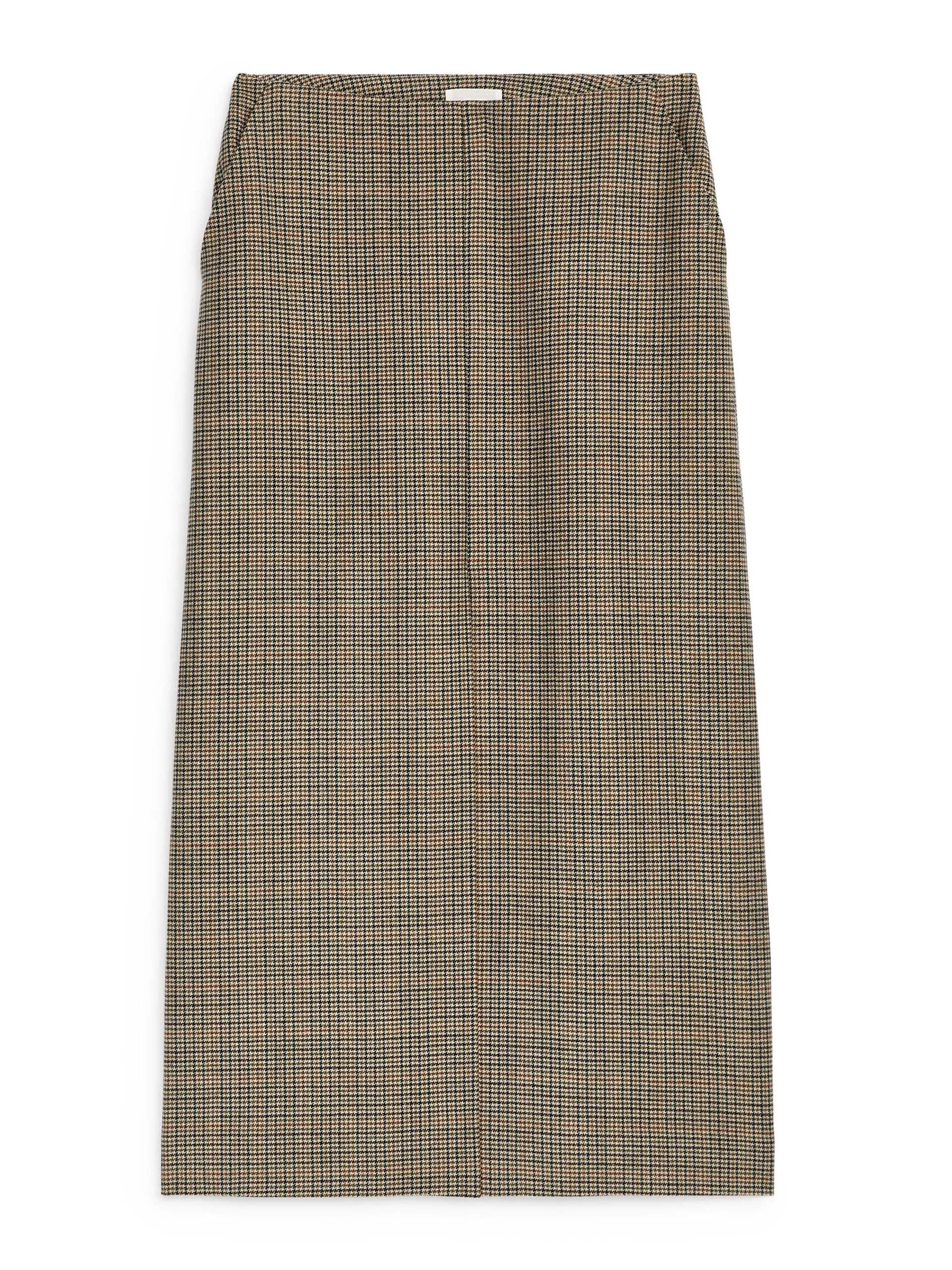 Checked wool pencil skirt