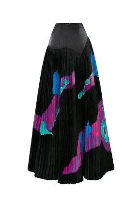 Chelsea Flared Pleated Zibeline Floor Length Skirt