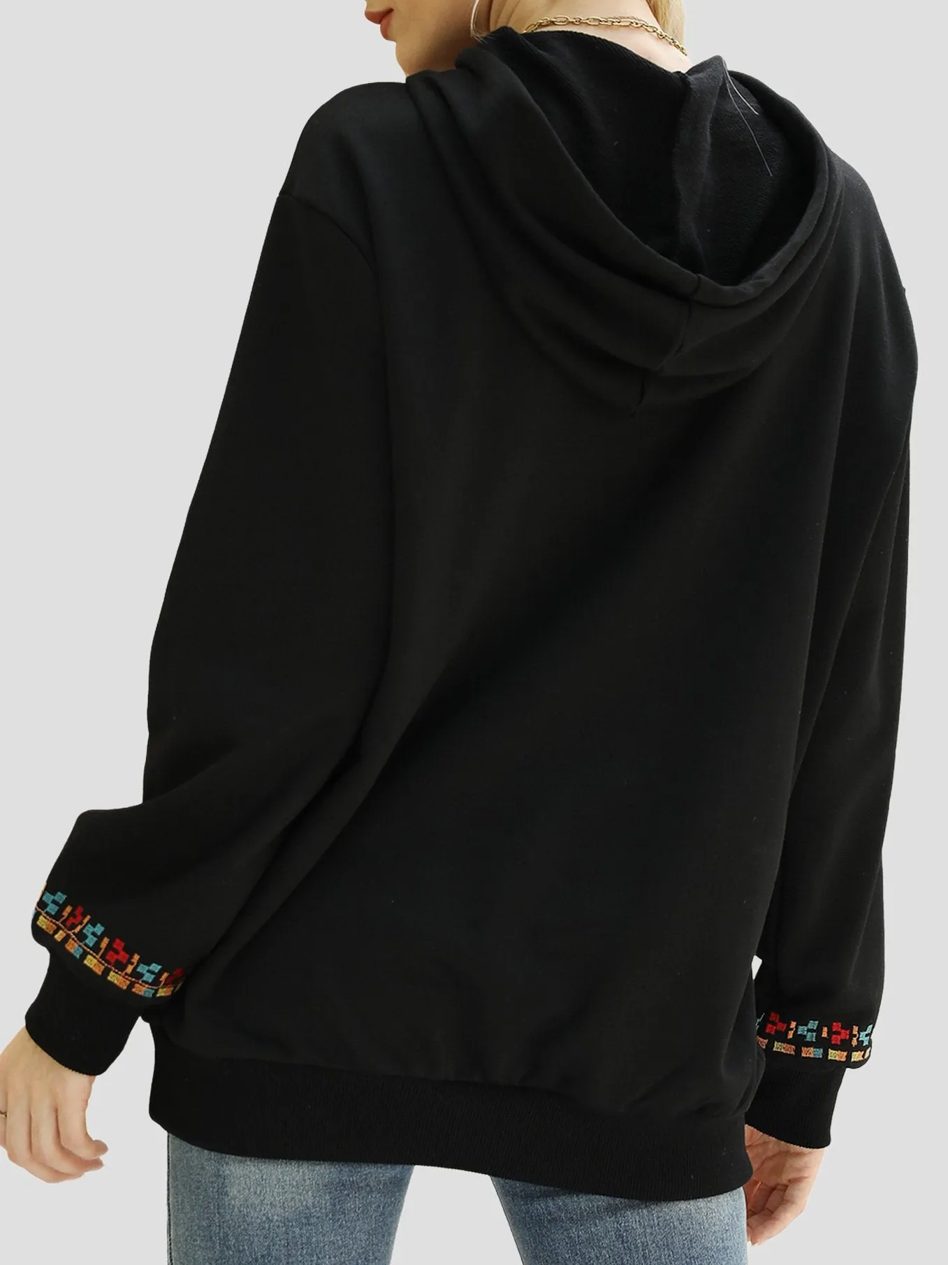 Chic Ethnic Handmade Embroidered Loose-fitting Hoodie