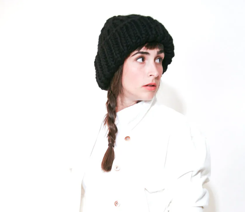 Chunky Knit Hat in Merino Wool, oversize, handmade in Canada