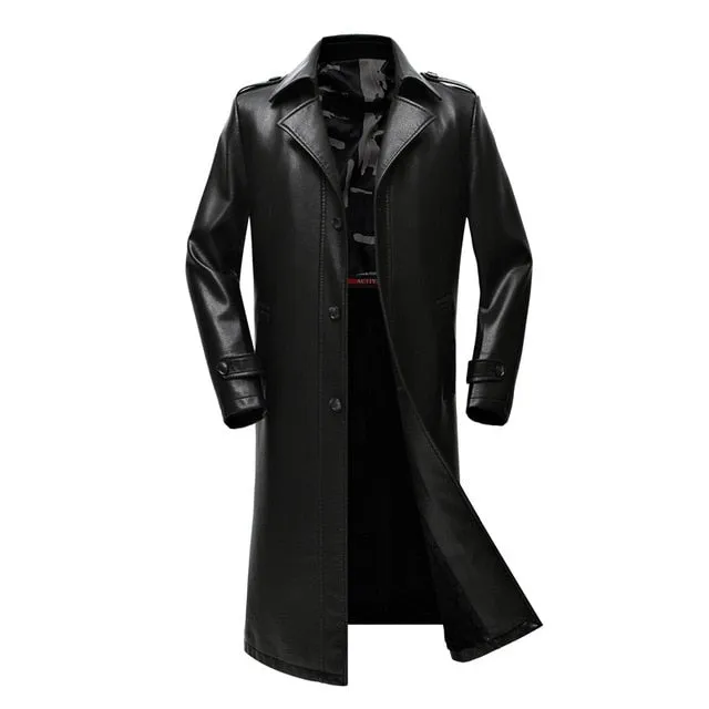 Classic Solid Color Faux Leather Coat