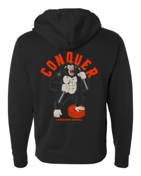 Conquer - Raging Gorilla - on Black Pullover Hoodie