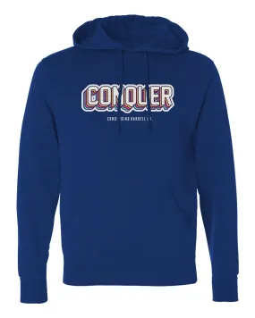 Conquer - Retro - on Royal Blue Pullover Hoodie