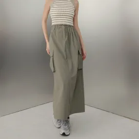 Cooling Drawstring Long Maxi Pocket Cargo Skirt