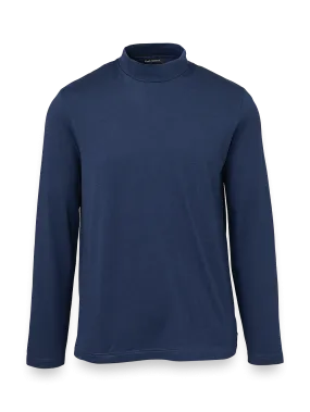 Cotton/Tencel Mock Neck - Navy