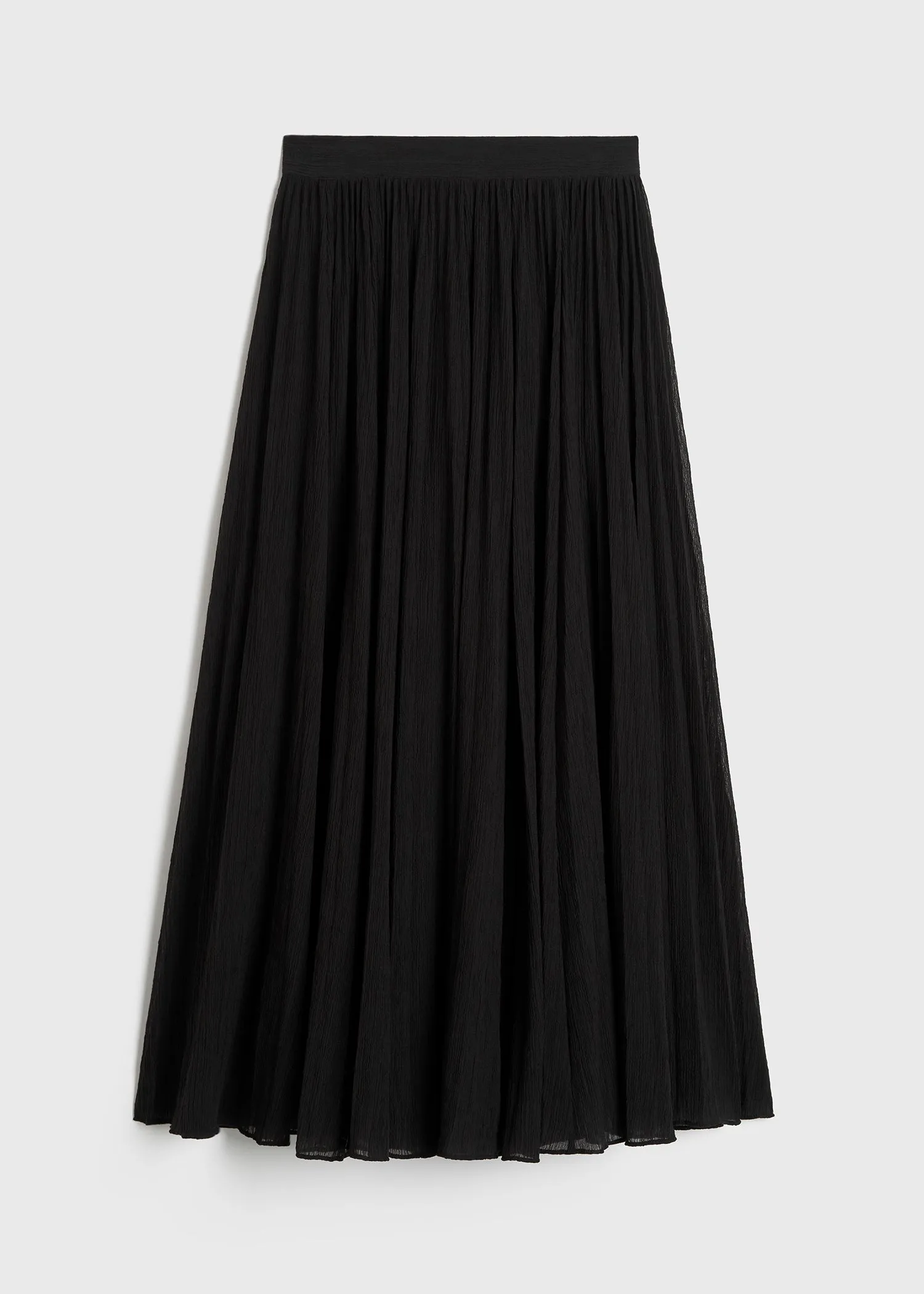 Crinkled plissé skirt black