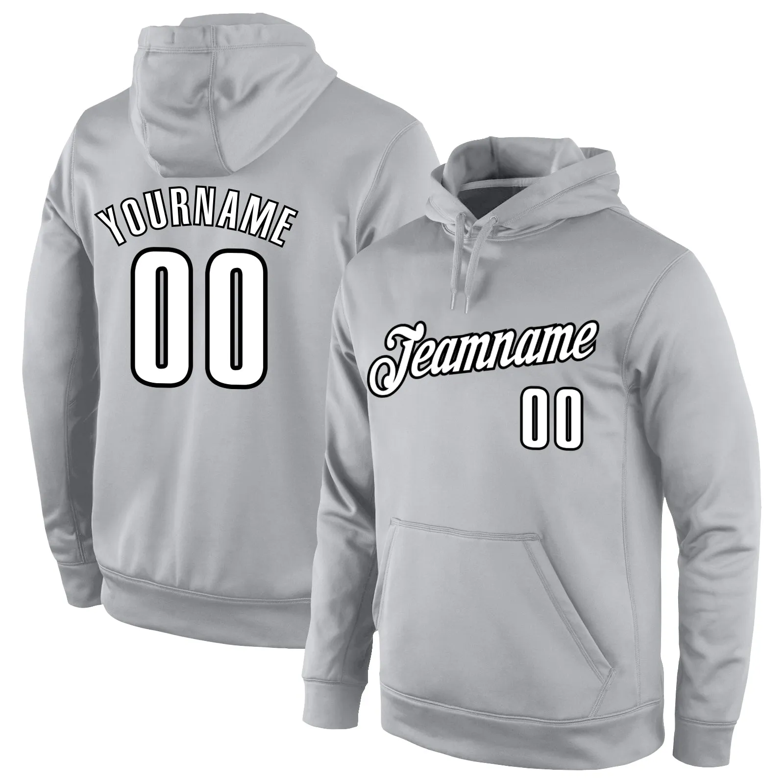 Custom Stitched Gray White-Black Sports Pullover Sweatshirt Hoodie