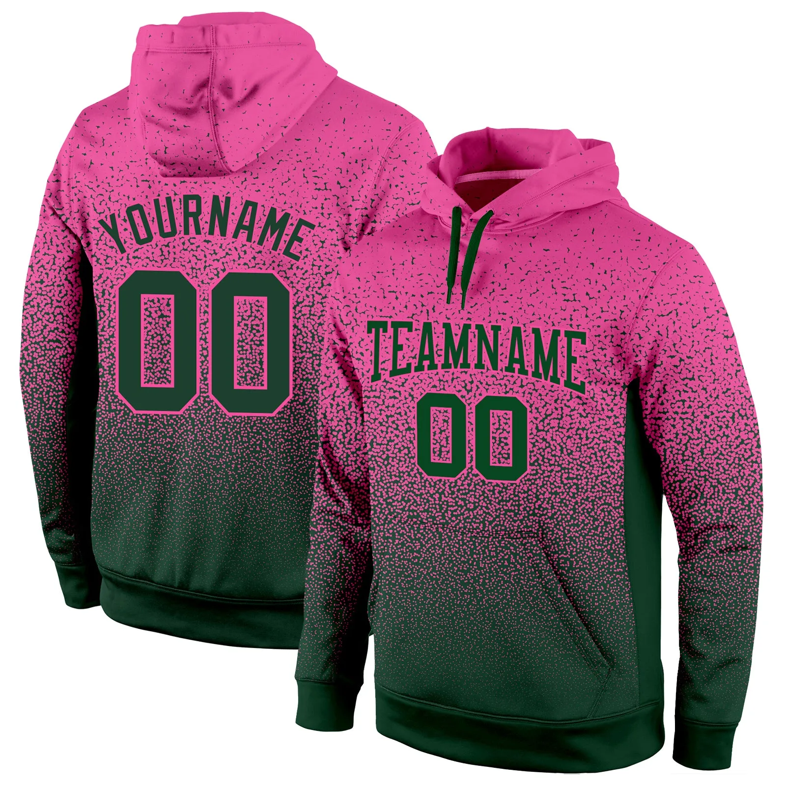 Custom Stitched Pink Green Fade Fashion Sports Pullover Sweatshirt Hoodie