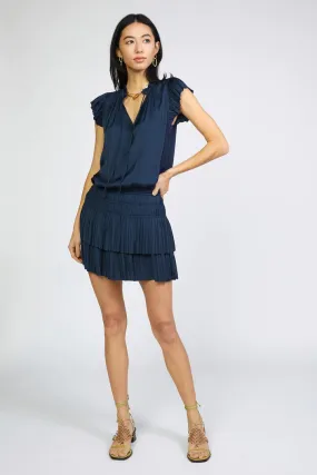 Dark Navy Pleated Skirt Mini Dress