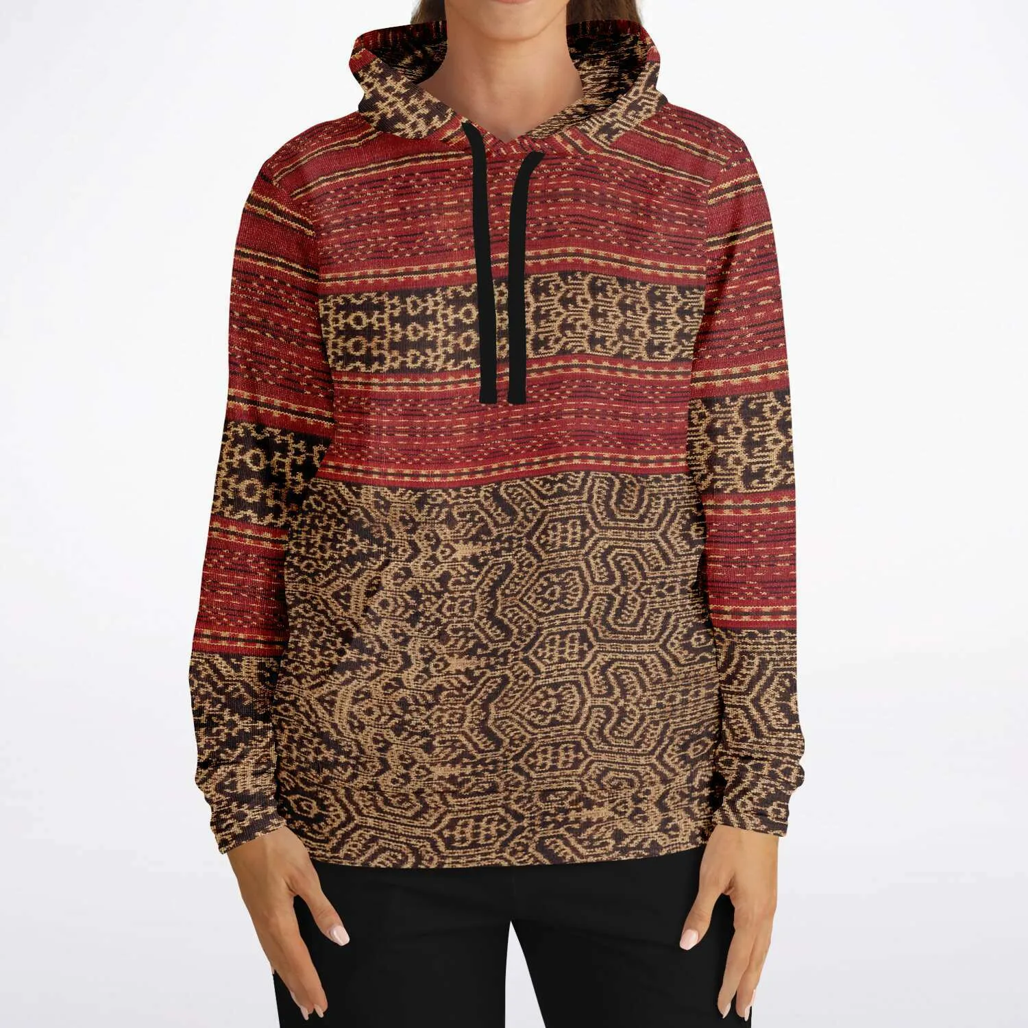 Dayak Culture Antique Ikat Hoodie (Borneo) Tribal Sorcery Ethnic Unisex Jacket Boho Batik Hippie Pullover Hoodie