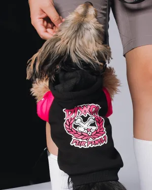 Dog Hoodie - Fur Family - Black & Pink