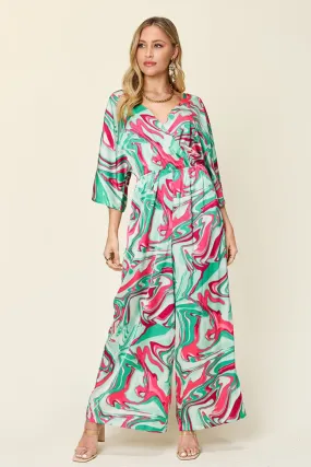 Double Take Full Size Half Sleeve Wide Leg Jumpsuit