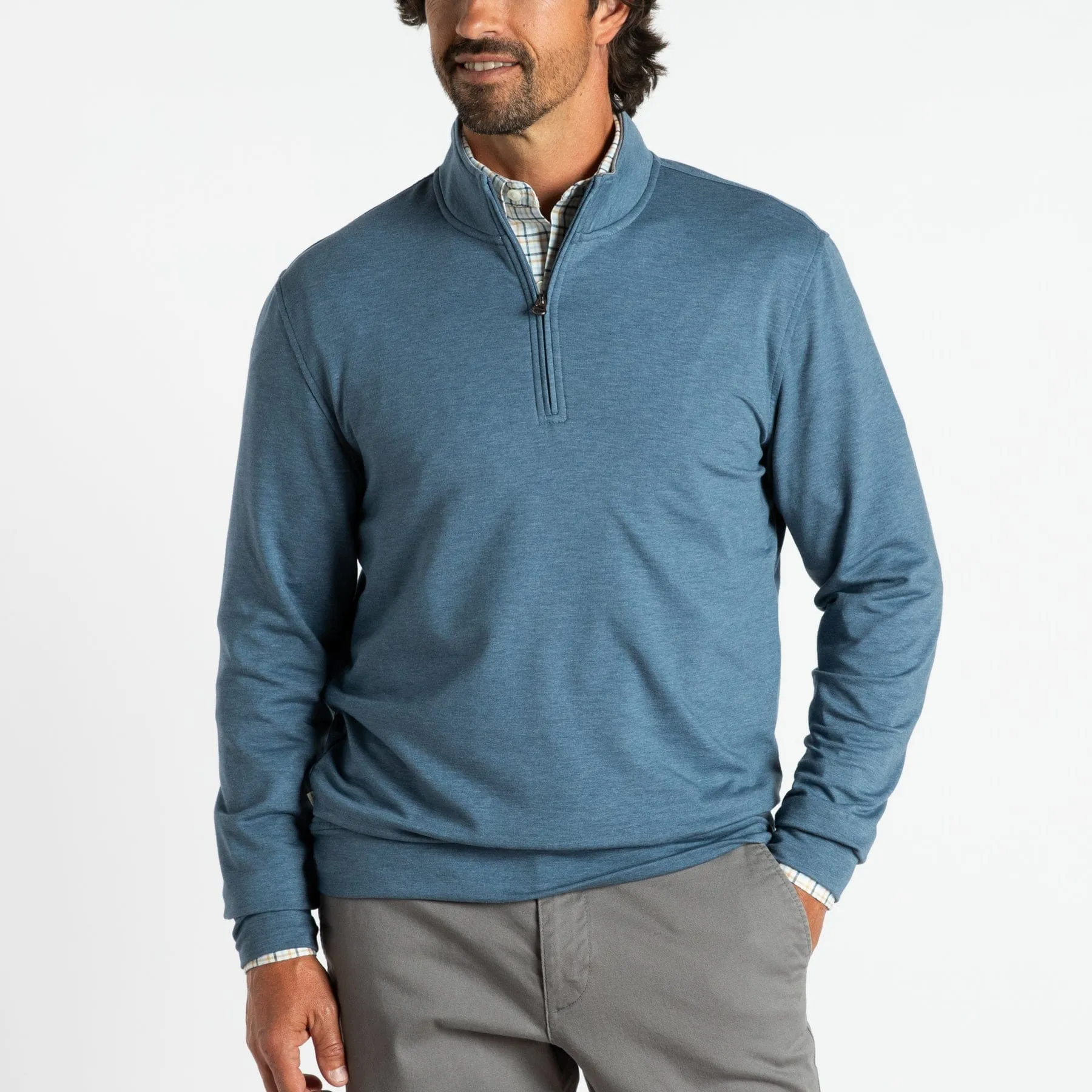 Dunmore 1/4 Zip Pullover- Vintage Blue Heather