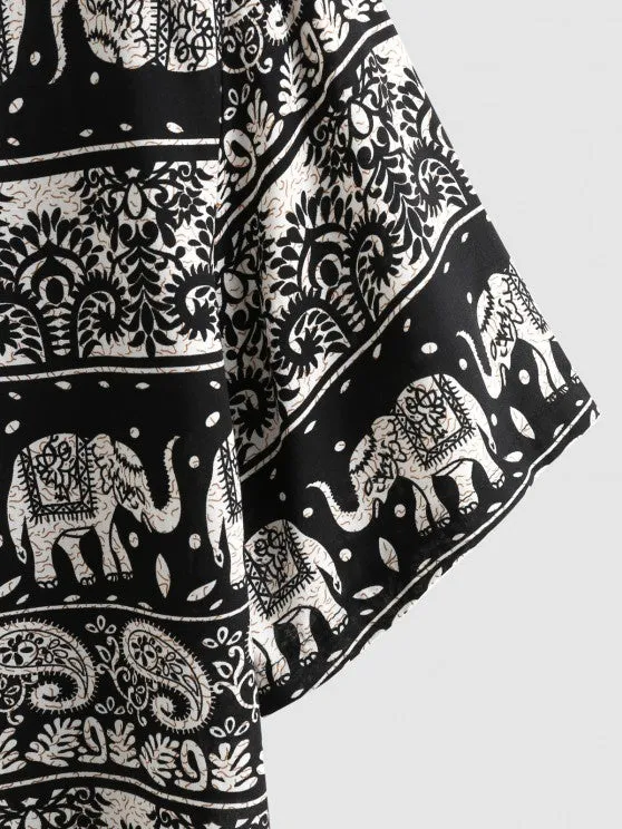 Elephant Paisley Pattern Shirt And Casual Short