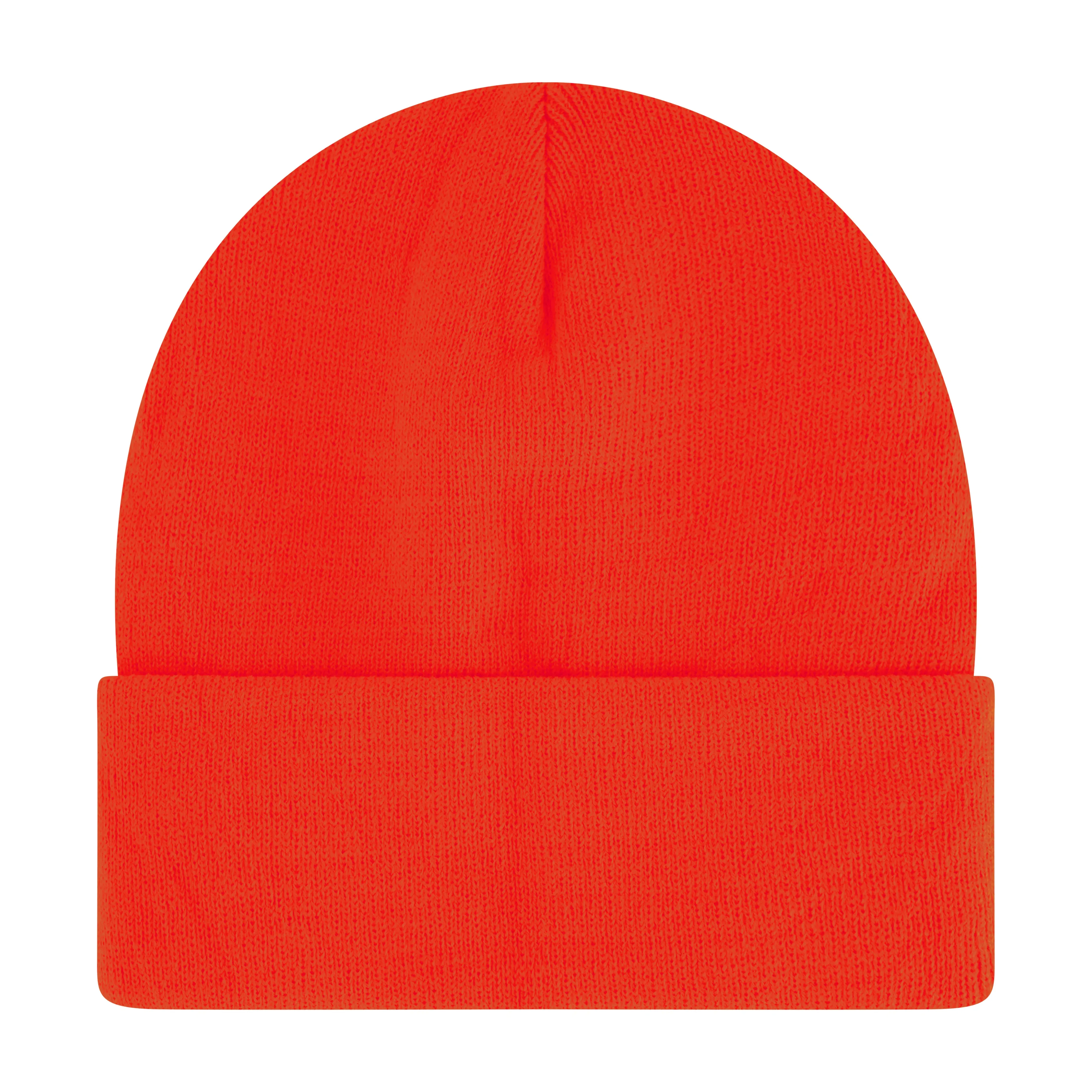 Elowel Beanie Hats for Men and Women - 100% Acrylic Thick Thermal Knit Skull Beanie Winter Hat - Unisex Cuffed Plain Flourescent Orange Beanie Hat