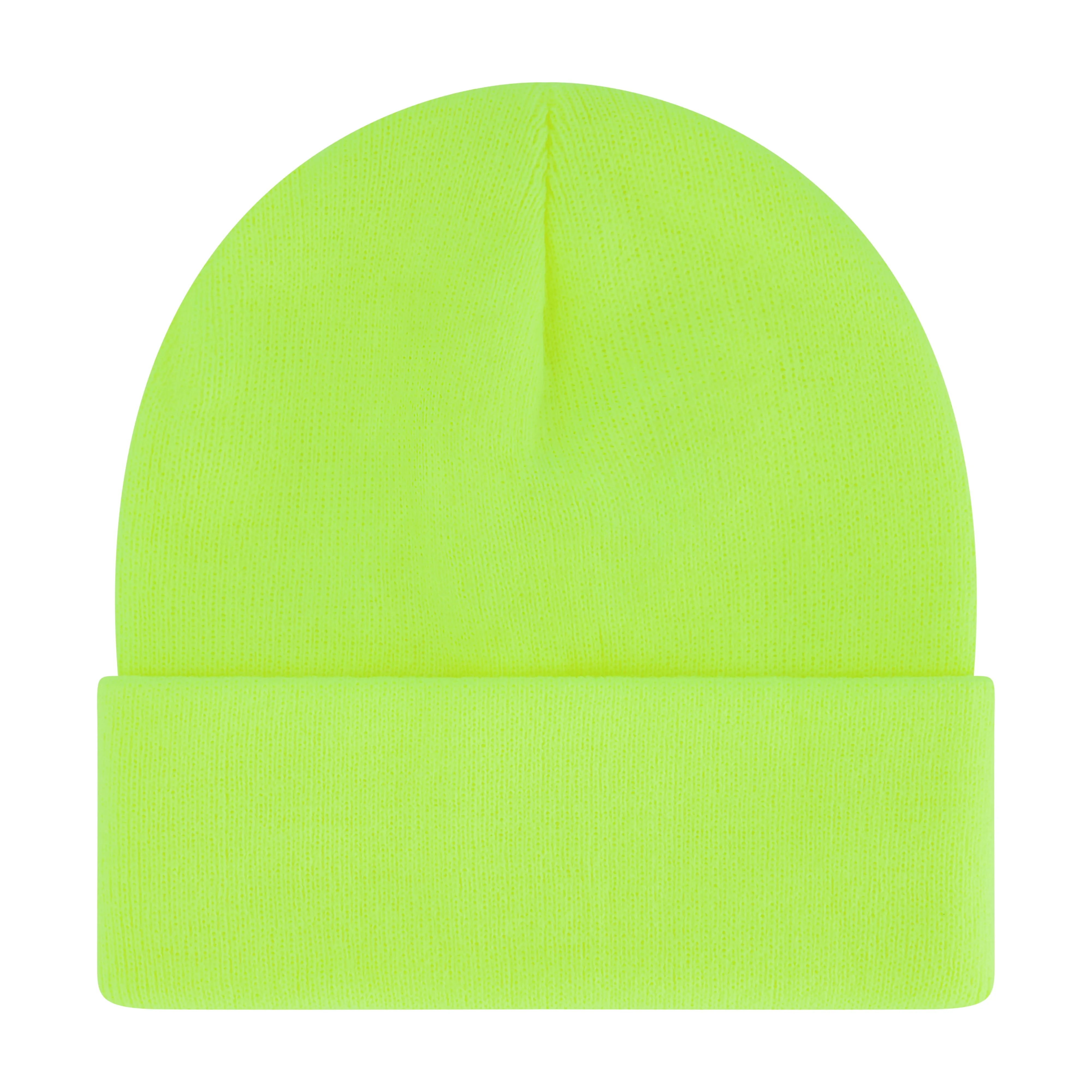 Elowel Beanie Hats for Men and Women - 100% Acrylic Thick Thermal Knit Skull Beanie Winter Hat - Unisex Cuffed Plain Fluorescent Beanie Hat