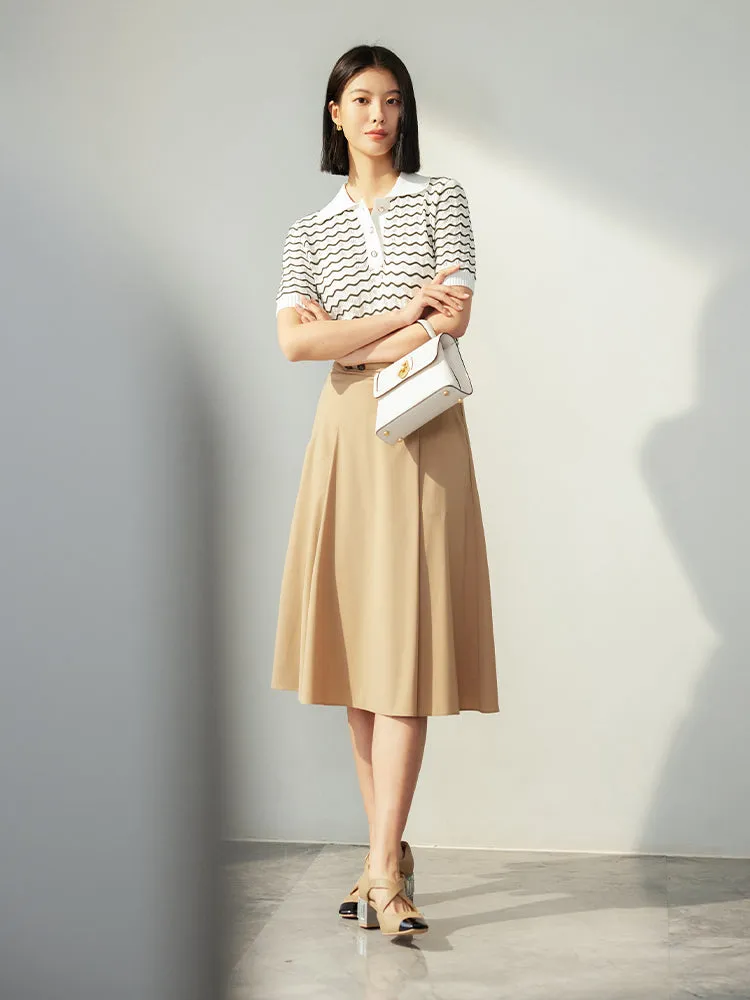 EP YAYING Vintage Collegiate Style Midi Skirt