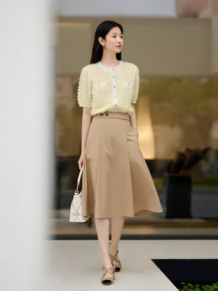 EP YAYING Vintage Collegiate Style Midi Skirt