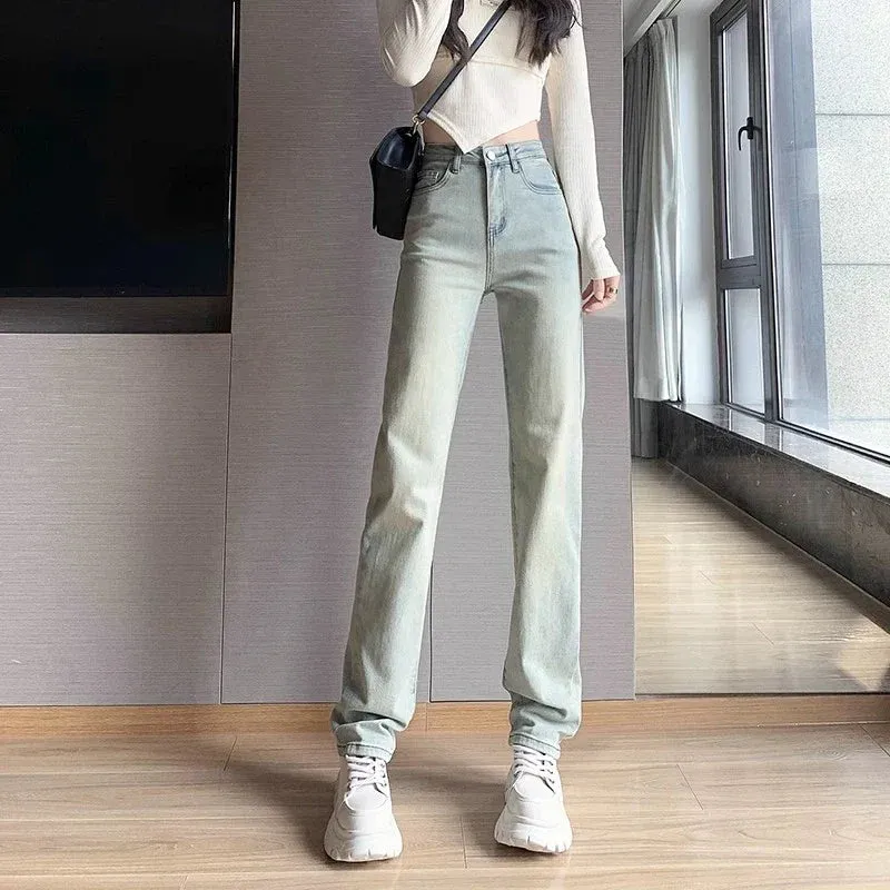 Female 2024 New Version Of the Wide-Leg Pants Small High-Waisted Loose Pipe Jeans