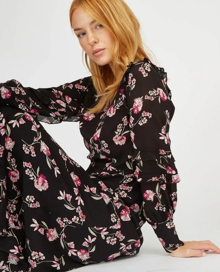 Fit-n-Flare Ruffle Floral Dress