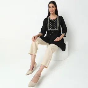 Flare Fit Embroidered Kurta