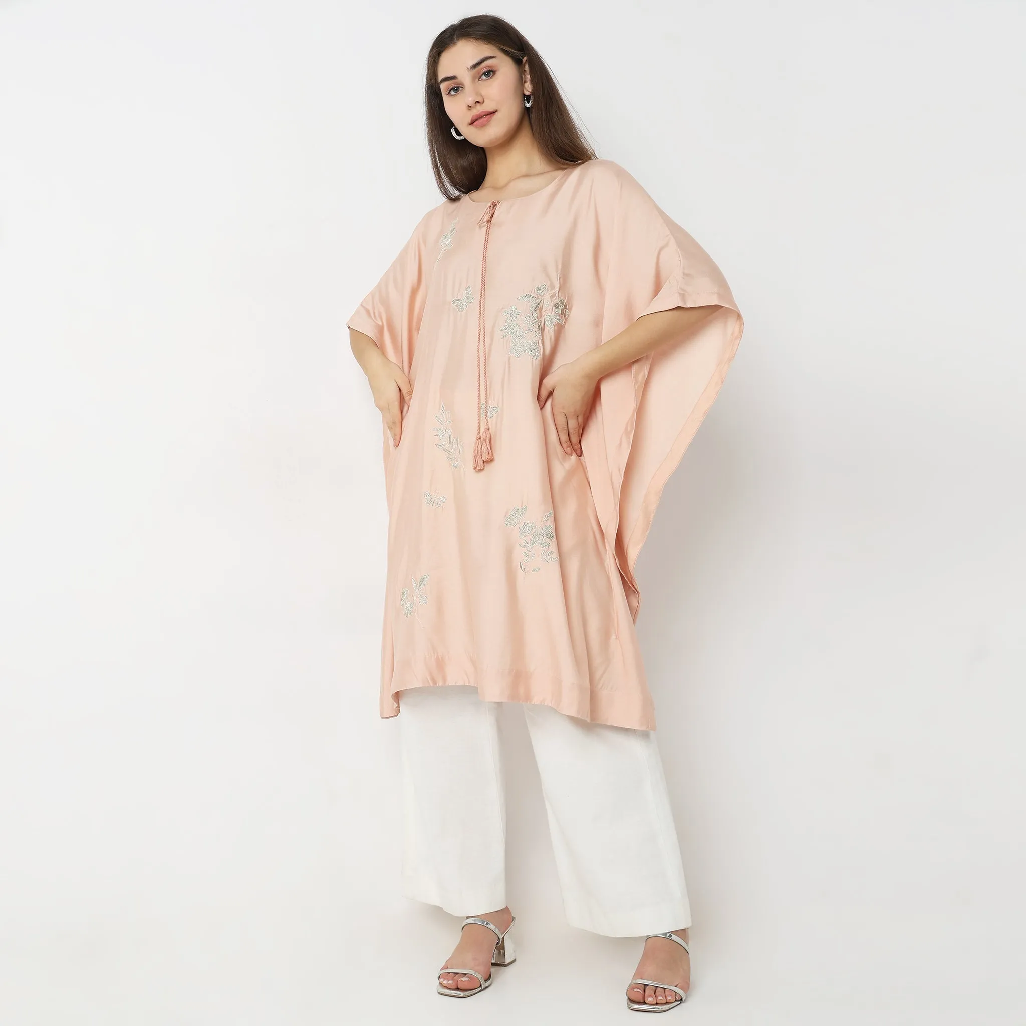 Flare Fit Embroidered Kurta