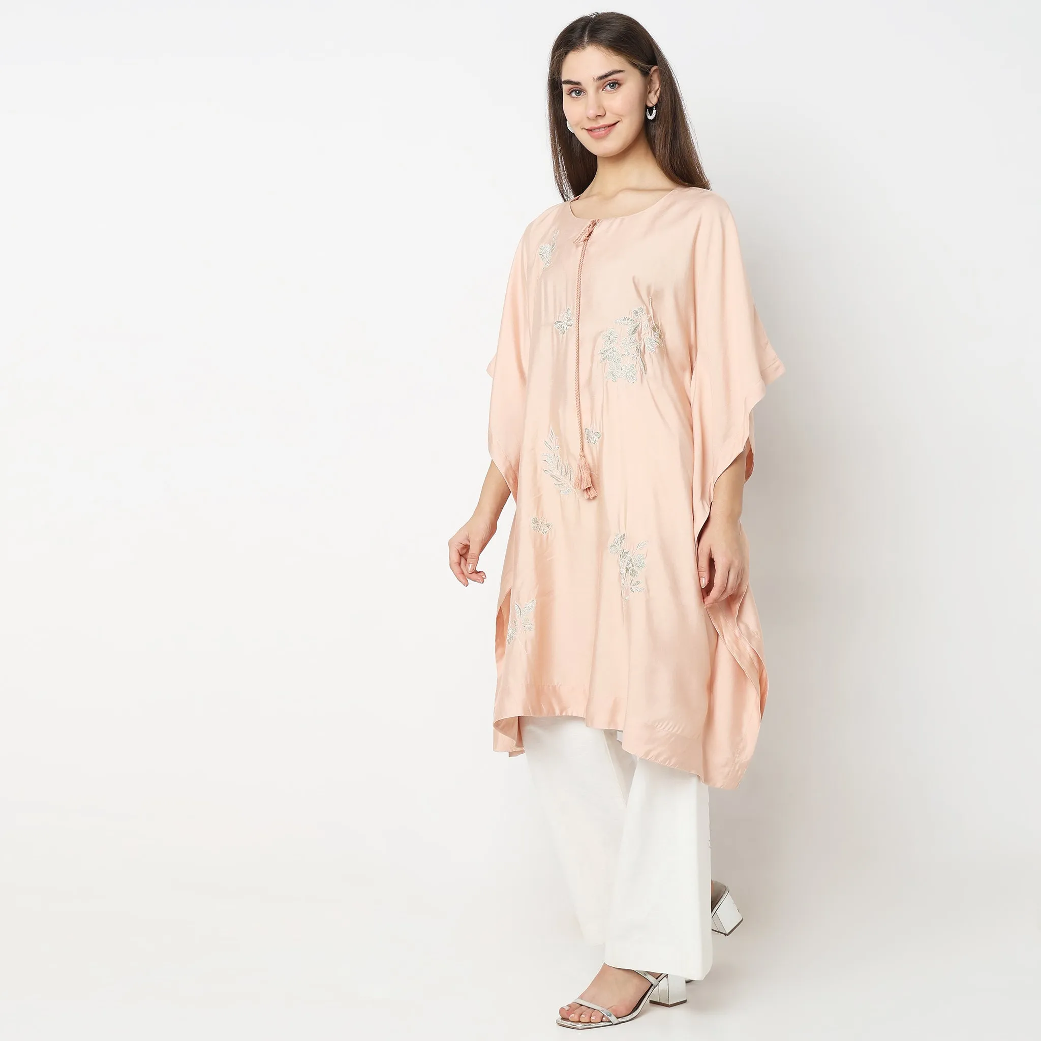 Flare Fit Embroidered Kurta